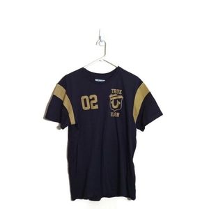 True Religion Men Navy Graphic Print Union Crew Short Sleeve T-Shirt Sz Large